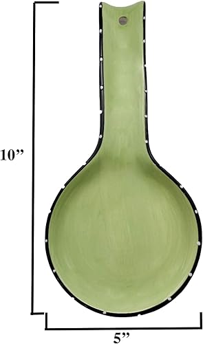 Miniatura 3 de ACK Toscana - Soporte de cuchara de cerámica pintado a mano con volantes color verde pistacho, soporte para cuchara de cocina, soporte para