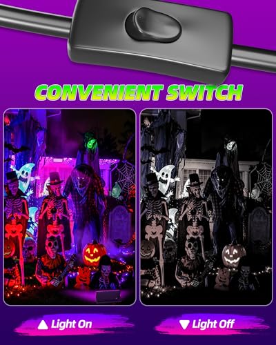 Image of 50W Black Lights, IP66 Waterproof Outdoor LED Black Light Floodlights with Switch, Plug, 6ft Cord for Glow Party, Body Paint, Fluorescent Poster, Halloween Decorations