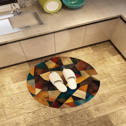 Tapete redondo Vintage Marble 4 pies lavable antideslizante miniatura 5