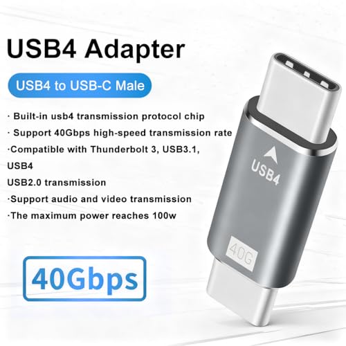 Image of ZORBES USB C Male to Male Adapter forThunderbolt 3 /4 Cable 40Gpbs Type C to Type C Full Featured Adapter Support Data Transmission and Charging, 100W PD, 8K@60Hz for MacBook Pro /Air, Laptop, Phones