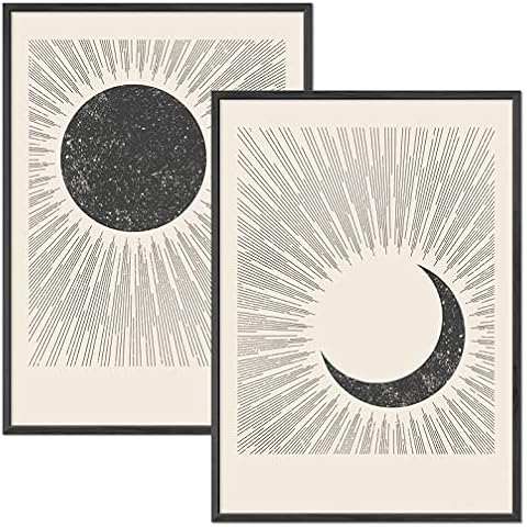 JUNOMI® Sonne und Mond Poster DIN A2, Boho Deko, Minimalistisch, Yoga Zubehör, perfekte Yoga Geschenkidee | ohne Rahmen Cover