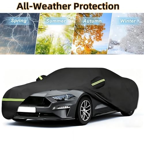 Image of 2026 Upgraded Car Cover for Ford Mustang EcoBoost, GT, Dark Horse, Premium 1994-2026, Waterproof Full Exterior Windproof Snow Proof Rain Sun Hail Protection with Door Zipper & Inner Cotton