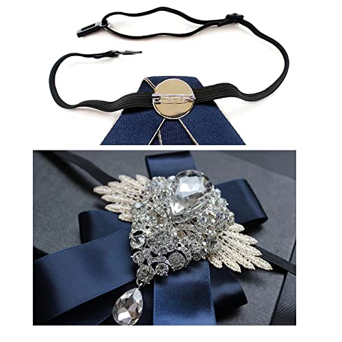 Chamvino Master of ceremonies bridegroom groomsmen Banquet dress suit bow tie brooch gentleman Large diamond bow brooch(Gray) by Chamvino - Image 4