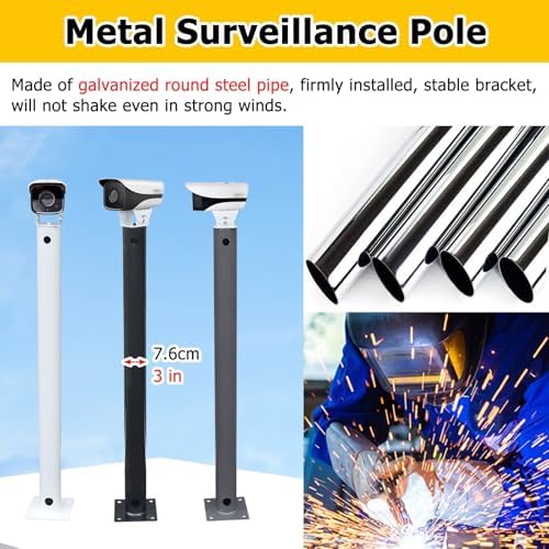 Security Camera Pole Universal Mounting Rack Commercial Wide View Monitoring Tall Outdoor Post,Security Camera Mounting Bracket Extender Pole - 360° Outdoor Mount for Residential Areas