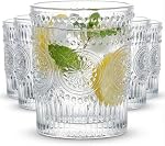 Kingrol 6 Pack 9 oz Romantic Water Glasses, Premium Drinking Glasses Tumblers, Vintage Glassware Set for Juice, Beverages, Beer, Cocktail