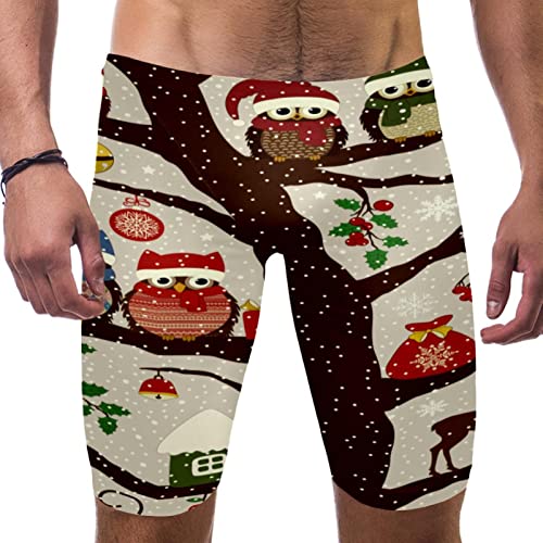 Traje de baño de invierno para hombre con diseño de búho de Navidad de secado rápido