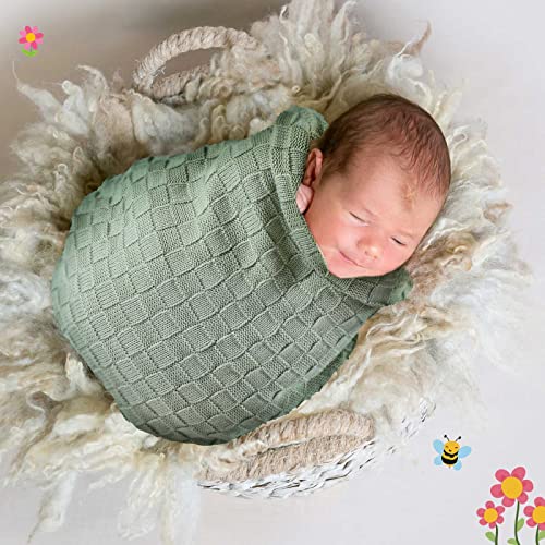 Tudomro 2 Pcs Knit Baby Blanket In Cable Pattern, 39 X 31 Inches Cotton Blankets For Crib Or Stroller Swaddle Receiving Baby Blankets Nursery Blankets For Newborns, Infants Toddler, Green And Gray #TOP6