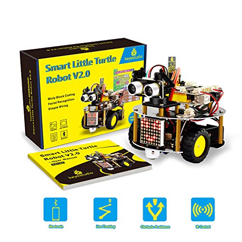 KEYESTUDIO Kit Voiture Robot Carte R3 Projet Car avec CD Tutoriel - Ultrasonic Multifonction Voiture Jouet Educatif et Intelligent Adolescent et Adulte DIY for Arduino