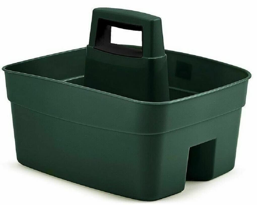 Optimal Products Plastic Garden Kitchen Caddy Tool Organiser Storage Holder With Handle Green UK