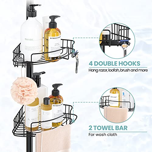 Ezfurni Shower Caddy Corner, 4 Layer Shower Organizer, Rustproof Stainless Shower Shelves, Drill Free Shower Rack, Large Shower Storage And Shower Caddy Tension Pole,56-114 Inch, Black #TOP2