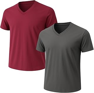 2-Pack Bulk Men’s V-Neck T-Shirts – Soft Pre-Shrunk Premium Cotton, Short Sleeves, Reinforced Collar, Crew Neck, Casual Fit