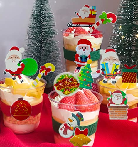 Morofme 300Pcs Edible Christmas Cake Cupcake Decoration, Edible Christmas Cake Cupcake Toppers Christmas Wafer Paper, Edible Santa Clause Xmas Tree Snowman Holiday Cake Decor For Christmas Theme Party #TOP2