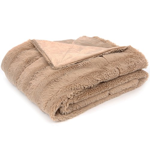 Cheer Collection Ultra Soft Fuzzy Faux Fur Throw Blanket, Hypoallergenic Classy Modern Decor