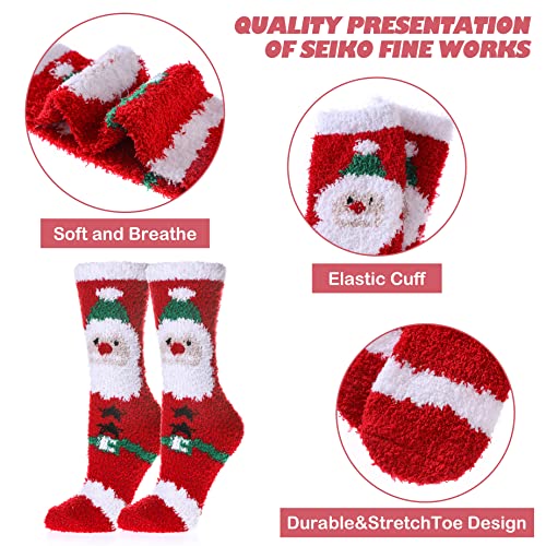 Image of LINEMIN Womens Fuzzy Socks Cozy Fluffy Winter Warm Slipper Socks Microfiber Soft Home Sleeping Socks