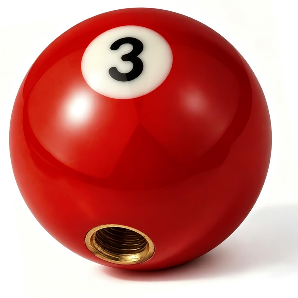 Temzzer Billiard Ball Gear Stick Shift Knob Resin Transmisson Gear Knob for Most Manual Automotive Vehicles (Red 3)