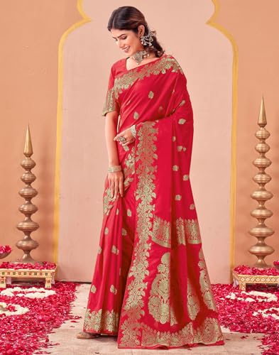 Image of SIRIL Women's Banarasi Soft Silk Saree Pure Silk with Unstitched Blouse Piece