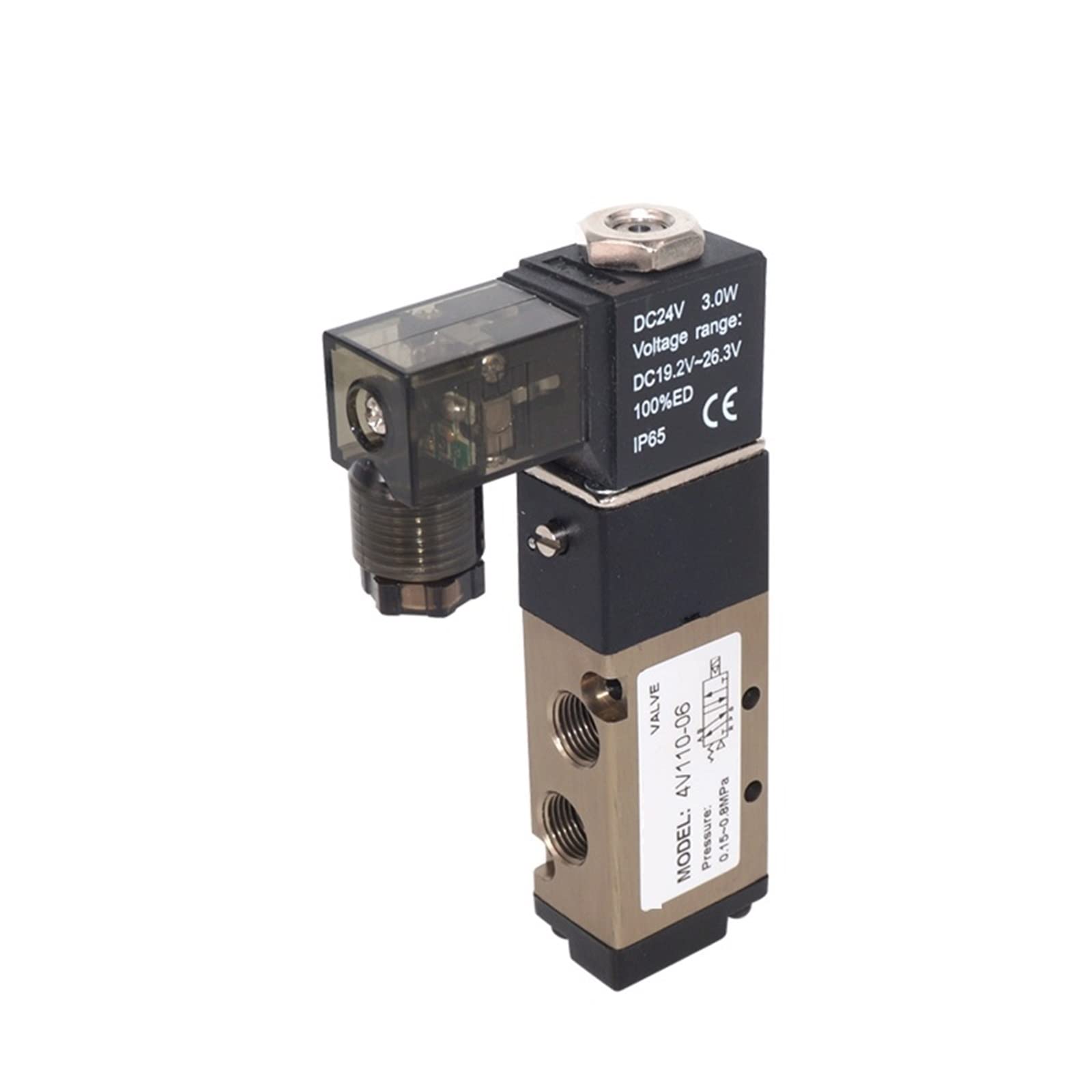 4V110-06 - Electroválvula neumática de 5 vías, 2 posiciones, gas, neumática, eléctrica, electroválvula, 12 V, 24, 220, bobina, voltios, 4 mm, 6, 8 mangueras, 1 pieza (4V110-06 AC220V, con accesorios