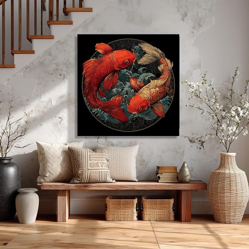 Peinture sur toile rétro décoration intérieure salon tableau japonais Feng Shui