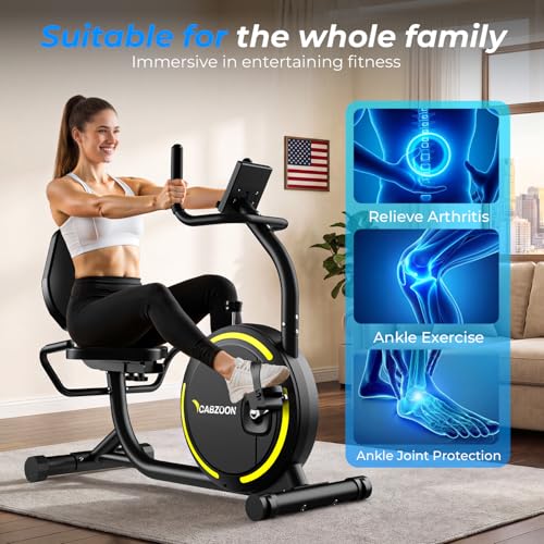 Image of Recumbent Exercise Bike for Home Heavy-Duty Stationary Bike For Seniors Bicycle Exercise Machine Bicycle LCD Monitor,265LBS,8 Level Resistance Black