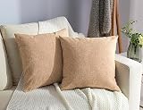 Stellhome Burlap Throw Pillow Covers Solid Farmhouse Linen Pillowcase for Bed Couch Sofa Bench, Set