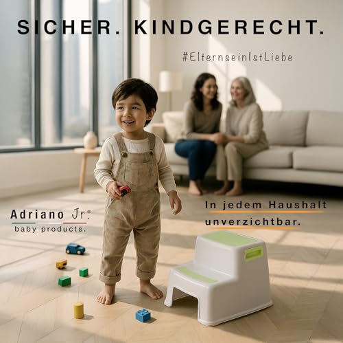 Miniatura 3 de Ap Escalón Verde I Taburete De Plástico I Adultos Y Niños I Taburete Infantil De Dos Niveles Con Superficie Antideslizante, Baño Y Cocina, Taburete Antideslizante, 26 Cm De Alto, Estable 80 Kg