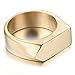 LANHI Men's Stainless Steel Simple Square Band Ring Signet Style 18k Gold Plated Size 8