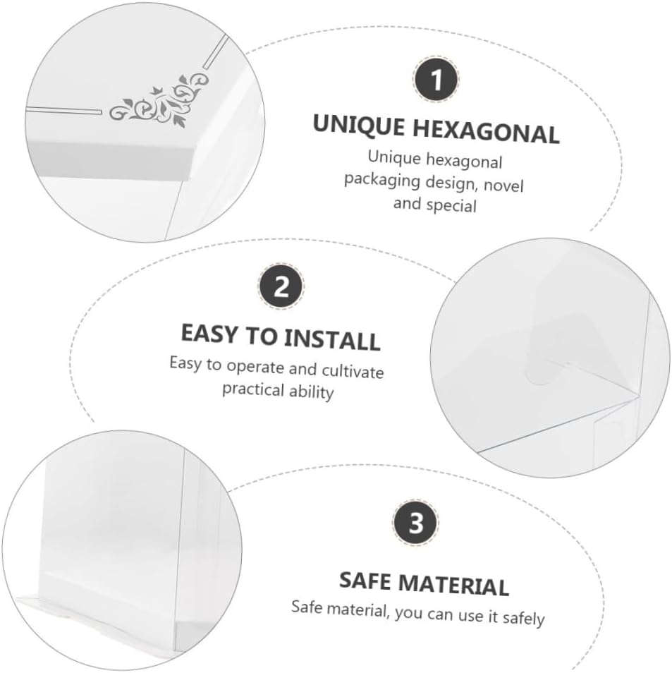 Hexagonal Cake Packaging Box 10-inch Single Layer 30x30x18cm with Lace Lid White Cake Carrier Suitable for Birthday Party Storage