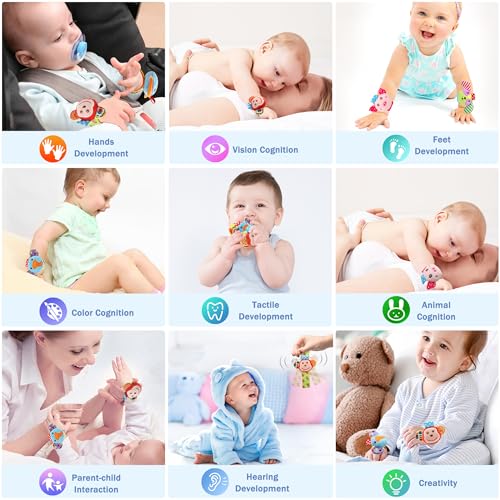 Image of BLOOBLOOMAX Sock rattles for Babies 0-24 Months Baby Animal Foot Finder Educational Toys