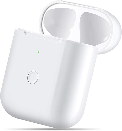 CIVPOWER Funda de carga inalámbrica compatible con AirPods 1 2, repuesto de funda de cargador de Air Pods con botón de sincronización de