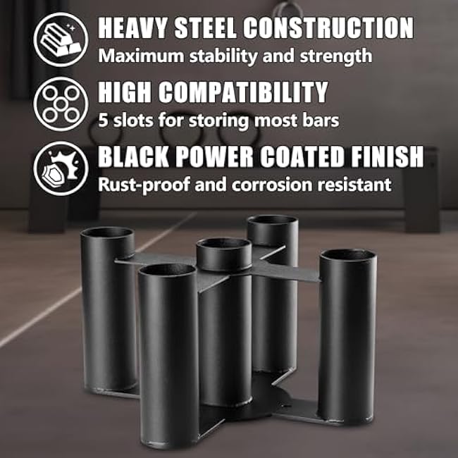 Barbell Holder Storage Rack, Heavy Duty Vertical Barbell Stand for Home and Commercial Gym, Fit 2-inch Olympic Bars, Curl Bars, Hex Bars