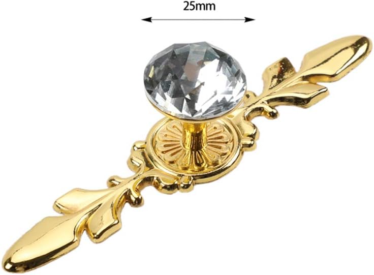 Drawer Dresser Knobs Pull Handles - Crystal Glass Diamond Decorative Knobs with Plate, Cabinet Cupboard Door Knobs with Screws for Kitchen Bathroom Office Decoration Pack of 6, Gold