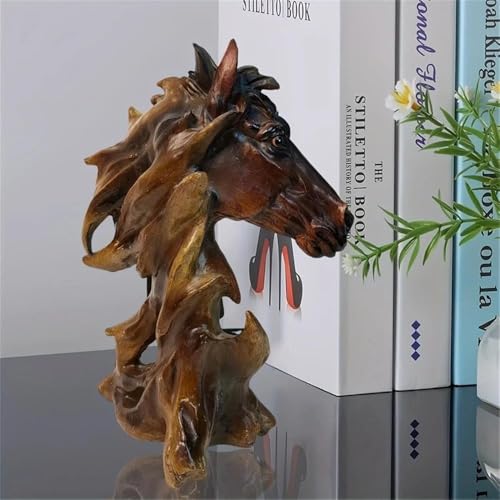 Escultura de Cabeza de Caballo en Relieve, Acabado Bronce Marrón miniatura 4
