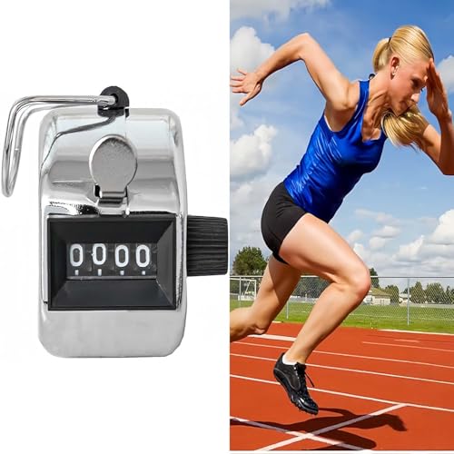 Ezranova Contador de mano mecánico de clic, contador de dedos, contador de metal, clicker, contador de 4 dígitos para conteo de golf, punto, 1 pieza