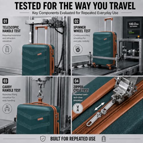 Image of CONCEPTEN Expandable Hardshell Luggage Set 5 Piece, 22x14x9 Airline Approved Carry On, 20 /24 /28 inch Suitcase Set with TSA Lock, Spinner Wheels, ABS+PC (Teal) | Suitcase Set with Spinner Wheels TSA-approved Lock ABS Travel 20 /24 /28 Inch