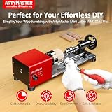 Mini Lathe, WM101A-Plus Mini Wood Lathe Machine, 24VDC 96W Power Lathe, Small Benchtop Lathe with Wood Turning Lathe Tools Kits, Infinitely Variable Speed, Professional for DIY Woodworking