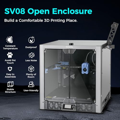 Sovol SV08 Enclosure, 3D Drucker Metall Gehärtetes Glas Offenes Gehäuse Konstanttemperatur Staubdicht Transparentes Gehäuse für SV08 3D Drucker – Bild 3