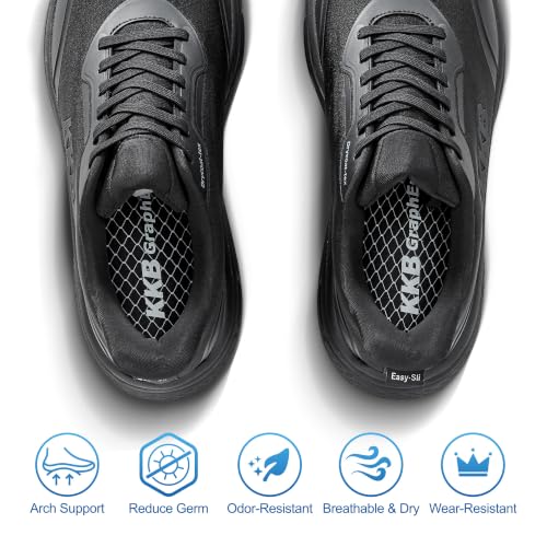 Image of Men's Non Slip Work Shoes Waterproof Easy Slip Sneakers for Kitchen Restaurant Chefs Nurses with Arch Fit Support Orthopedic