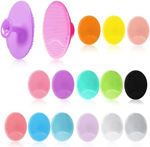 15 Pack Face Scrubber Soft Silicone Facial Cleansing Brush - Manual Facial Cleansing Brush Handheld Mat Scrub Massage Exfoliator Blackhead Removing Exfoliating Deep Cleaning Scrub