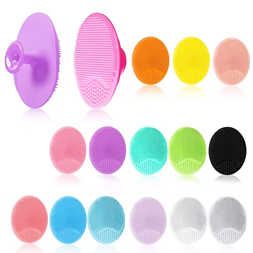 15 Pack Face Scrubber Soft Silicone Facial Cleansing Brush - Manual Facial Cleansing Brush Handheld Mat Scrub Massage Exfoliator Blackhead Removing Exfoliating Deep Cleaning Scrub #TOP2
