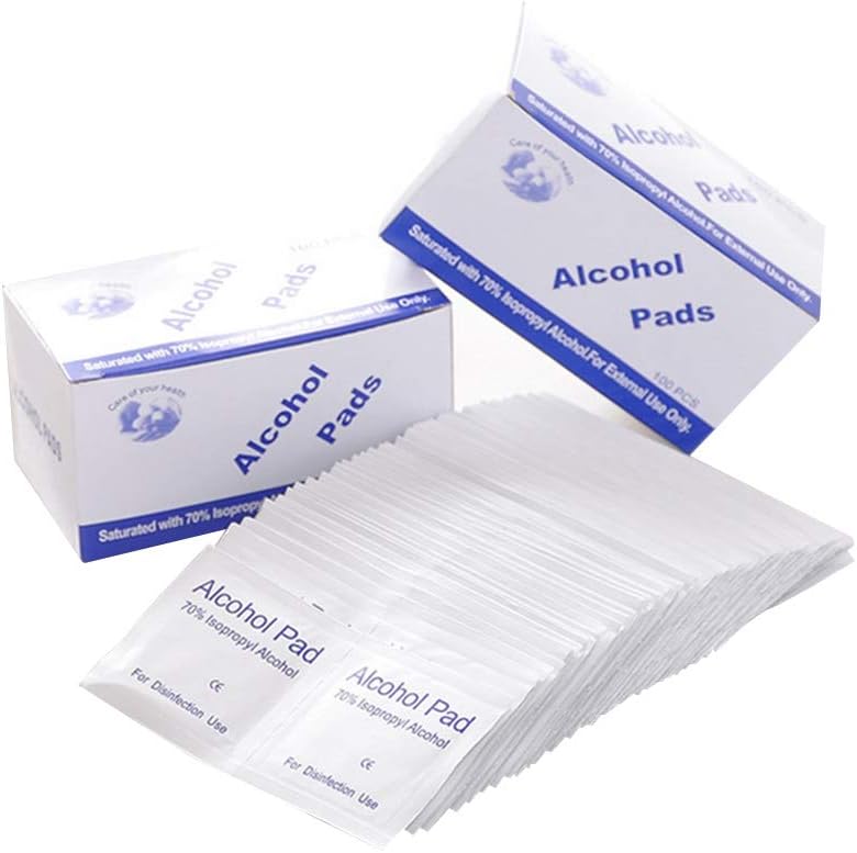 100 Counts Alcohol Formula Wipes Pads Disposable Alcohol Prep Wipes Individual Package Portable Nail Cleanser Cloth for Nail Art Cell Phone Dinnerware
