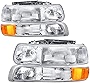 N&P Headlight Assembly Crystal Headlights Replacement Set Compatible with 99-06 Silverado 00-06 Suburban Tahoe, Chrome Housing, Clear Lens