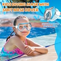 Schwimmbrille für Kinder, Schnorchel- und Tauchmaske mit Nasenabdeckung für Kinder von 6 bis 14 Jahren, aus gehärtetem Glas, 180°-Panorama-Sichtfeld, beschlagfrei, 2er-Pack – Ansicht 6