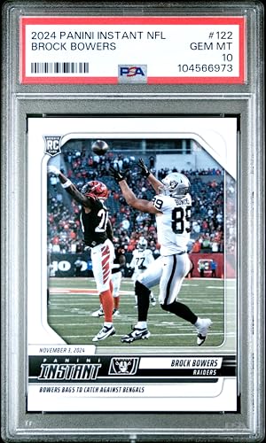 Graded 2024 Panini Instant NFL Brock Bowers #122 Rookie RC Football Card PSA 10 Gem Mint
