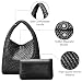 oscaurt Tragetasche für Damen, gewebte Ledertasche, gewebte Tragetasche, Damen-Handtaschen, Schultertaschen, Einkaufstasche, Top-Griff, Tasche mit Beutel, Geldbörse, Schwarz , Large