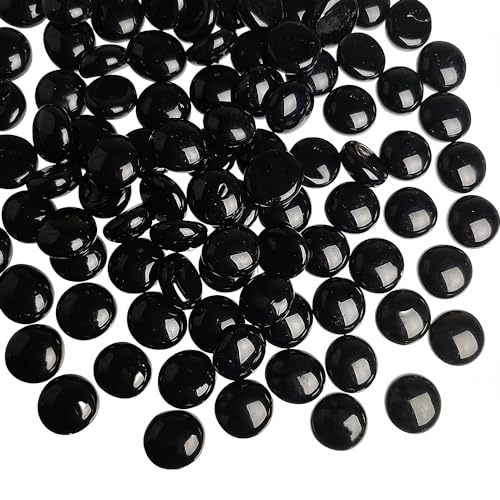 Image of HappyFiller 1 LB Black Flat Marbles Glass Gems Stones | Vase Fillers,Arts Crafts,Home Accents, Wedding Centerpieces Party Decor,Candle Holder Decoration,Aquarium Fish Tank Pebbles