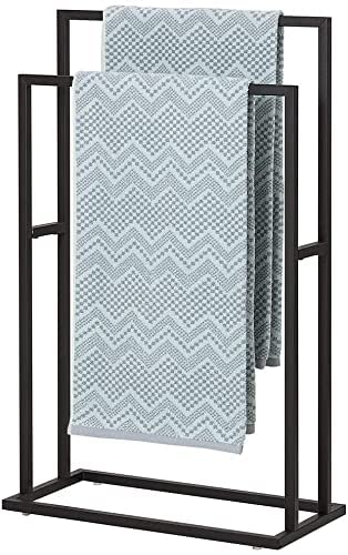 21578 Classic Freestanding Towel Stand Black Floor Standing Towel Stand/Bath Organizer/Towel Drying Rack 48 x 78,5 x 24 cm- Black Metal-image-41