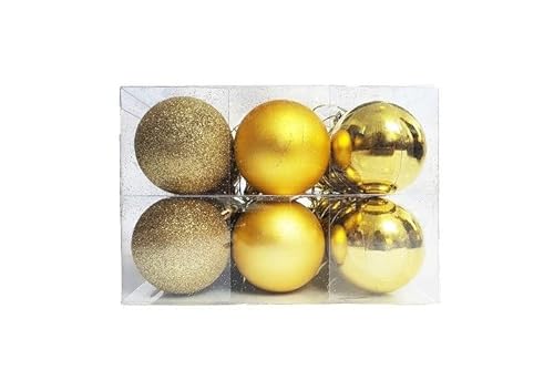 Kit C/24 Bolas de Natal Lisas/Foscas/Glitter de 6cm - Dourado