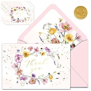 4×6 Spring Floral Thank You Cards with Envelopes (Bulk 20-Pack) Bridal Shower Thank You Cards with Envelopes | Birthday Party, Baby Shower, Weddings, Greeting, Blank Notes, Small Business