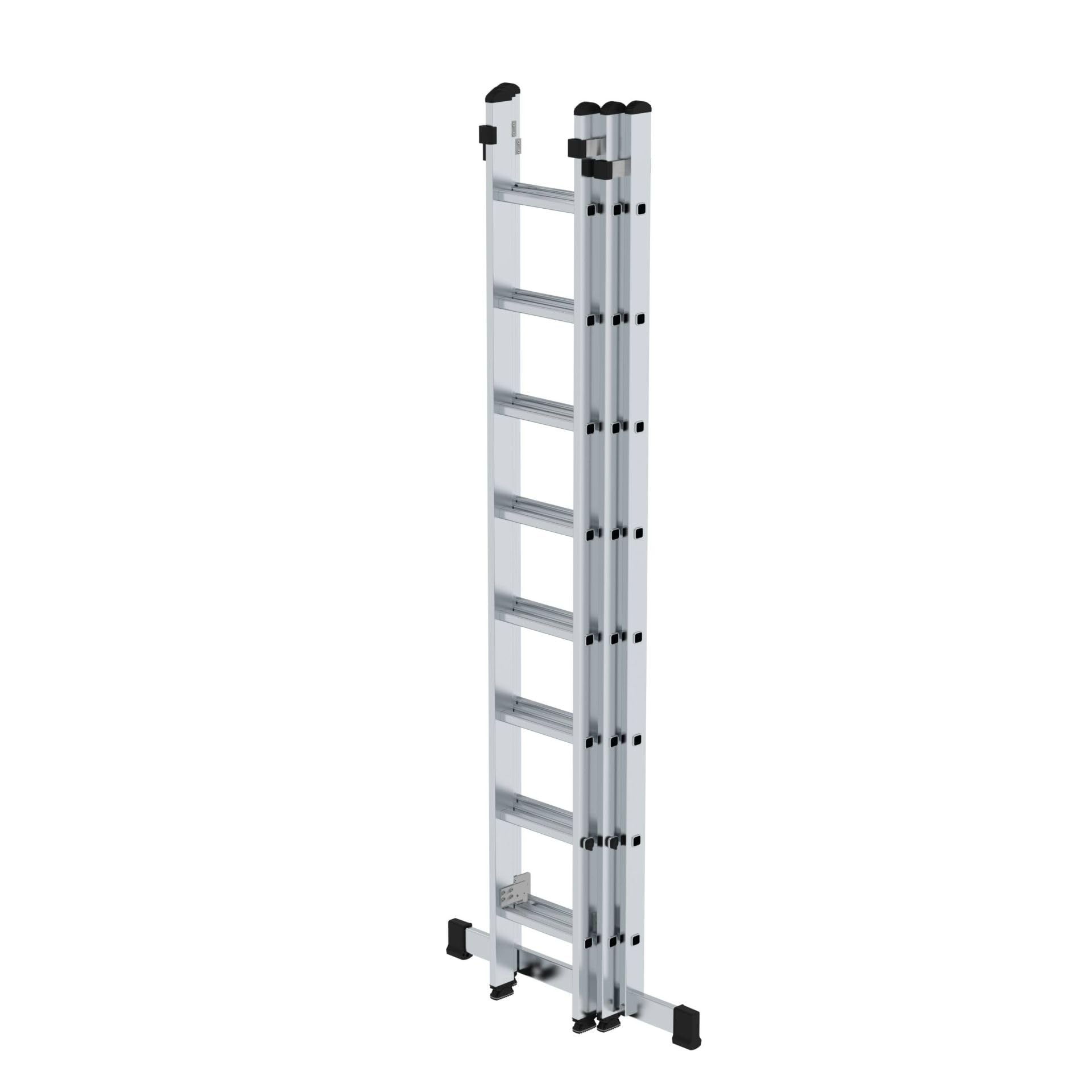 PROREGAL Sprossen-Schiebeleiter 3-teilig mit Standard-Traverse 3x10 Sprossen | Leiter, Teleskopleiter, Trittleiter, Bockleiter, Sprossen-Doppelleiter