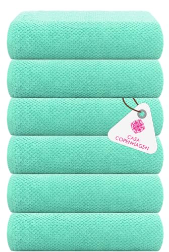 Image of Casa Copenhagen - Egyptian Cotton Popcorn6 Pcs Face Towel (30 X 30 cm) Colour : Aque Blue